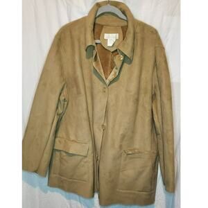 Harve Benard Woman Tan Faux Suede Peacoat Jacket Size 24W
